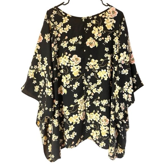 Torrid Floral V-Neck front Zip Up Down Kimono & Poncho Cape Size 4 - Picture 3 of 14